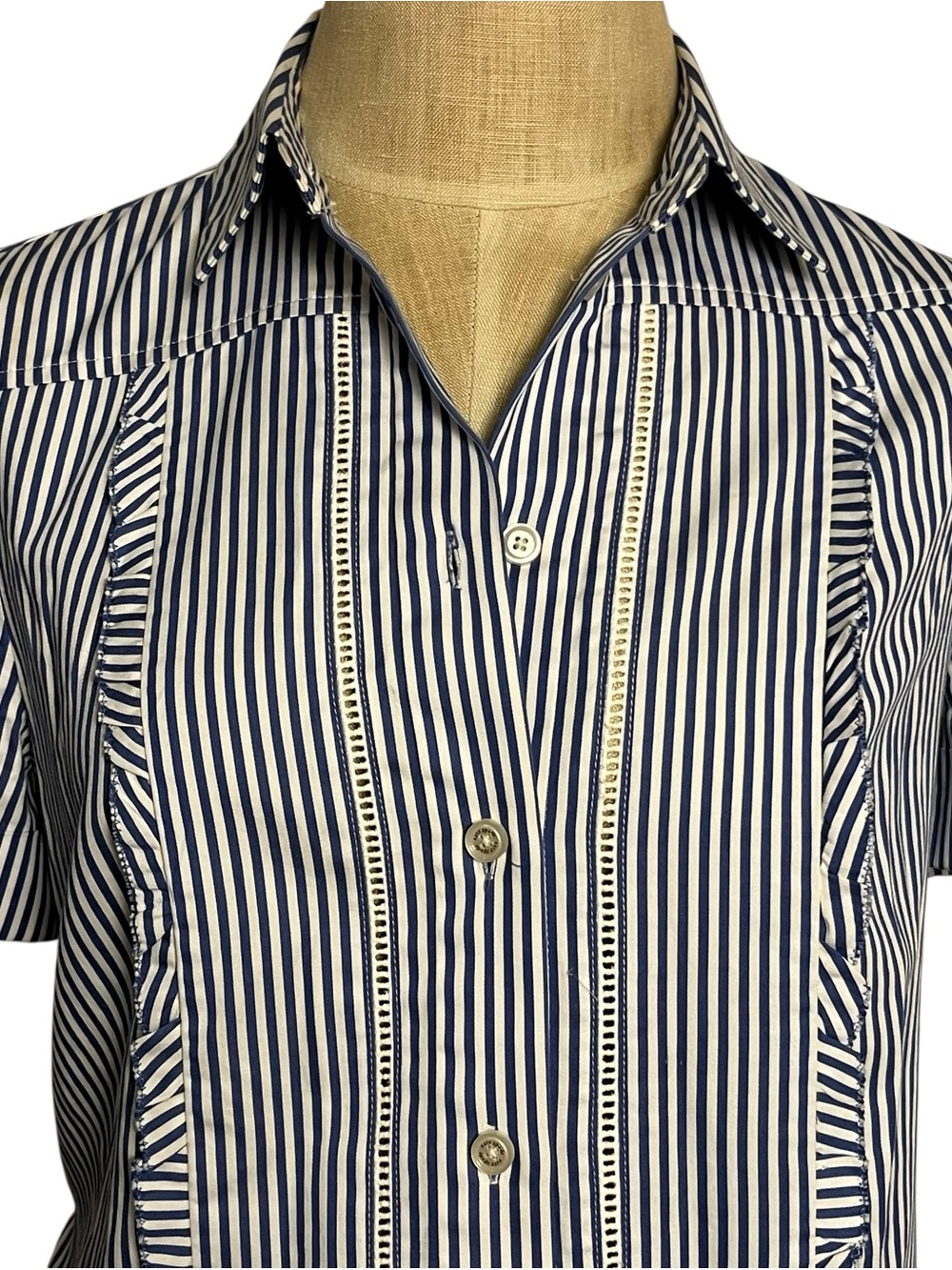 Kate Spade Broome Street Striped Shirt Dress Size Small Blue White Cotton - Picture 3 of 9